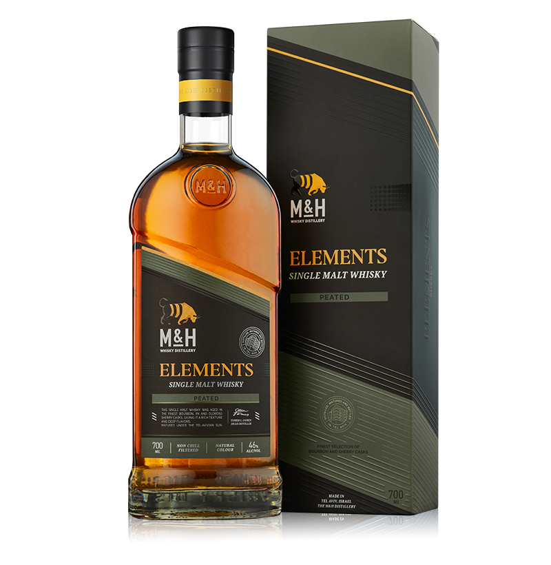 M&H Elements Peated Single Malt  46% 70CL